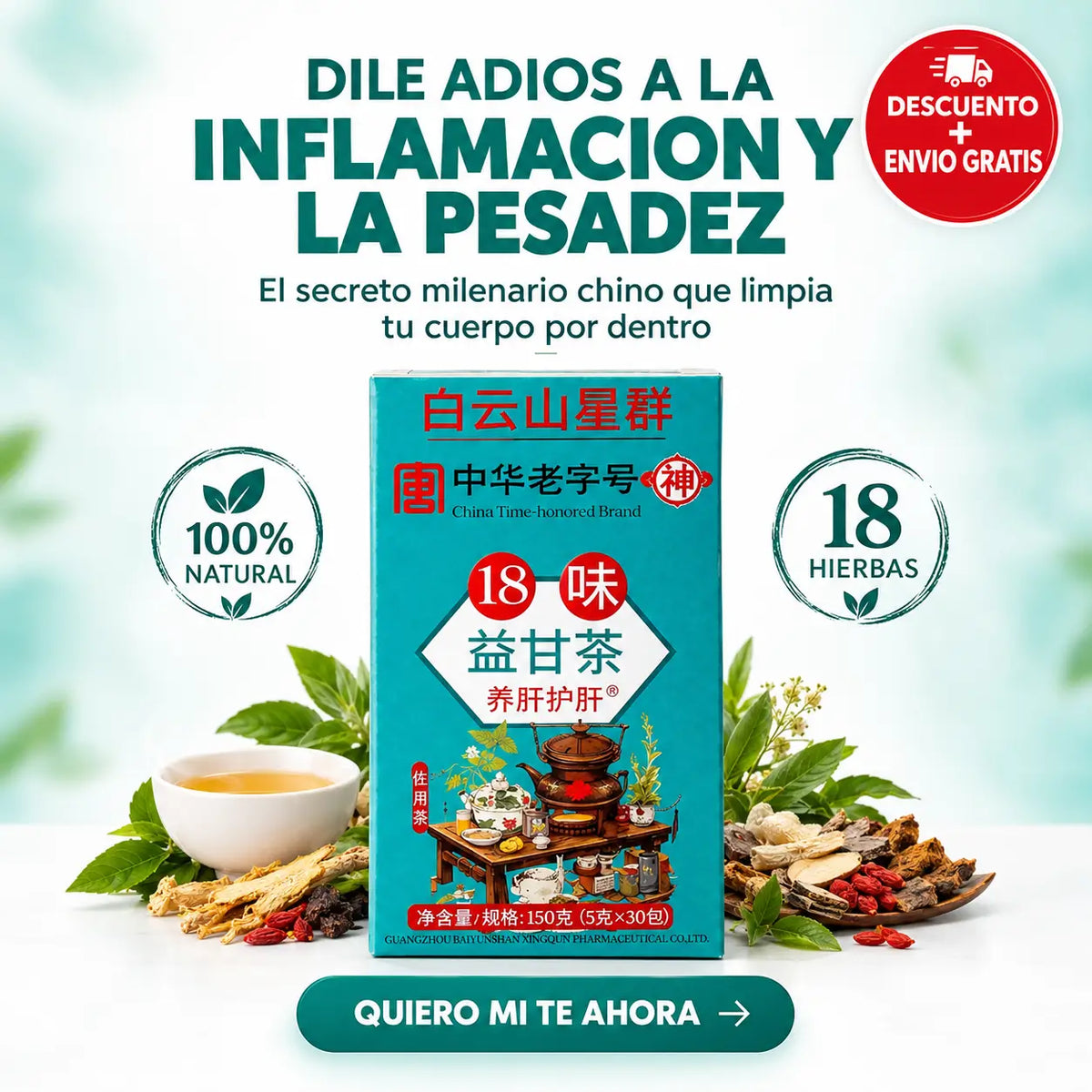 Té chino para desinflamación